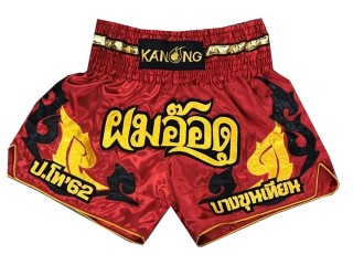 Short de Boxe Thai Rouge Personnalisé : KNSCUST-1137 Rouge